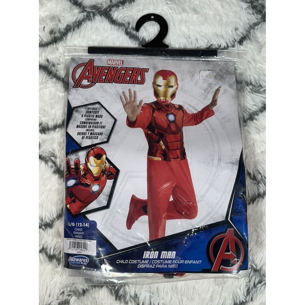 MARVEL Avengers Iron Man Jumpsuit Mask Costume Cosplay Child L (12-14) *NEW*